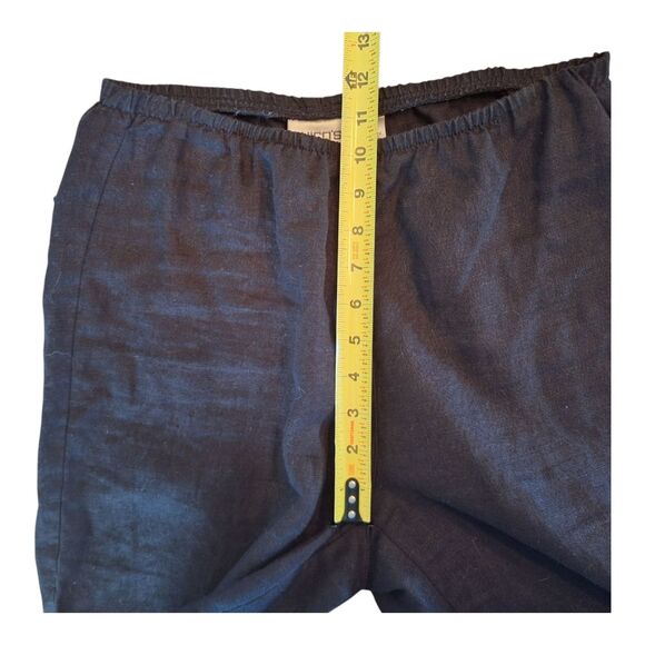 Chico's 100% Linen Pant Black Pull On Wide Leg Back Pockets size 1 S 8 10 Long - Picture 9 of 16